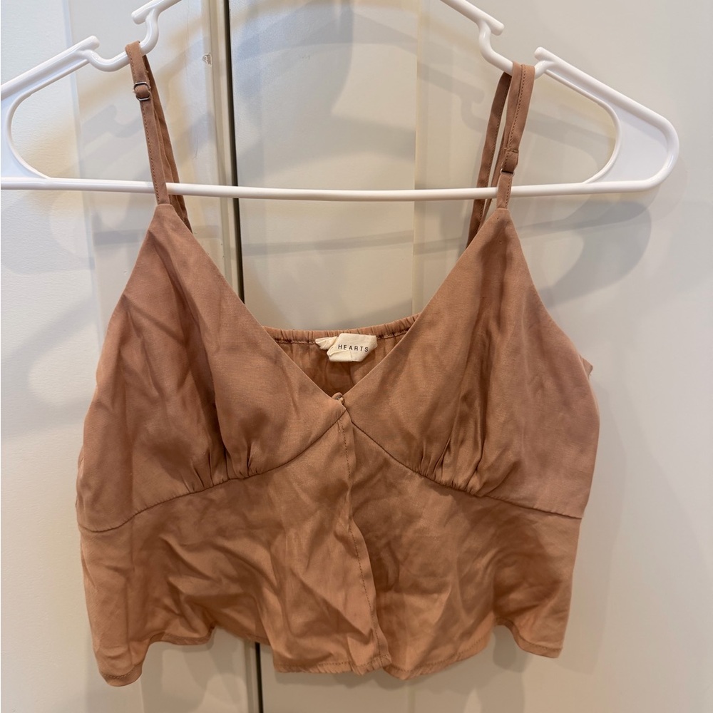 La Hearts Light Brown Cropped Top